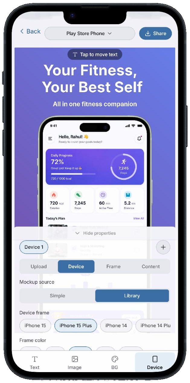 Fitness app mockup created with MockPixel